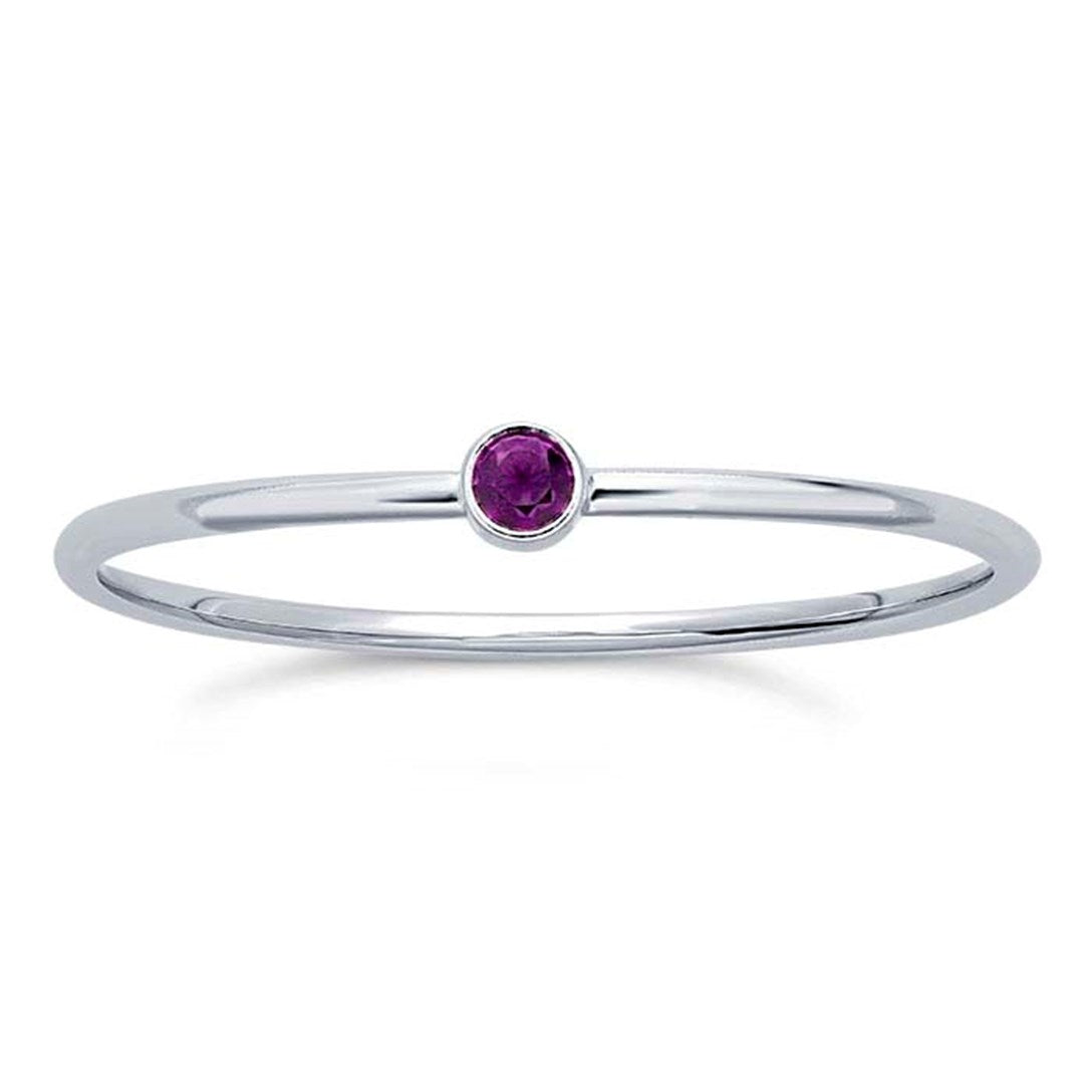 Sterling Silver Stackable Ring with Purple CZ