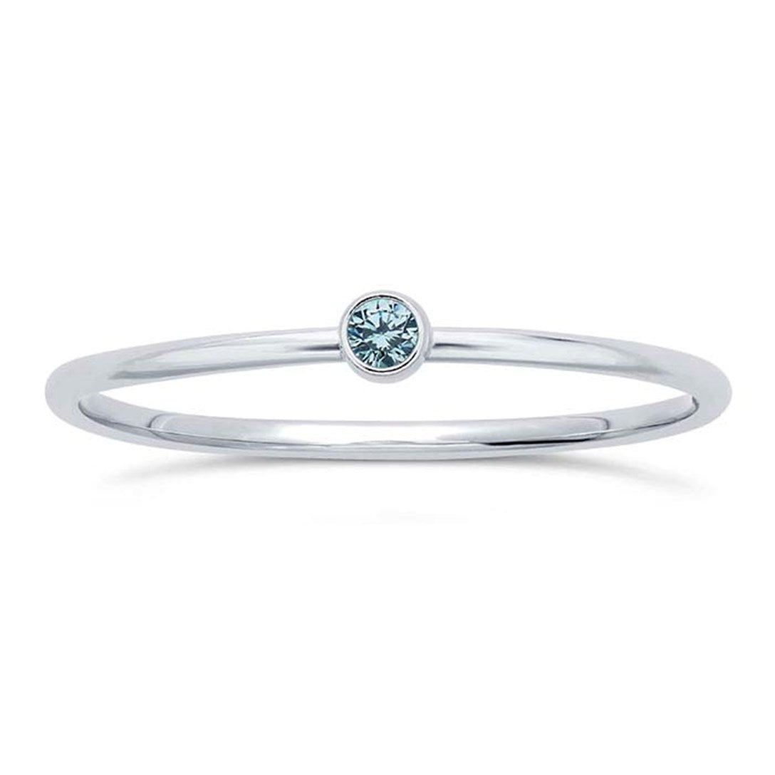 Sterling Silver Stackable Ring with Light Blue CZ