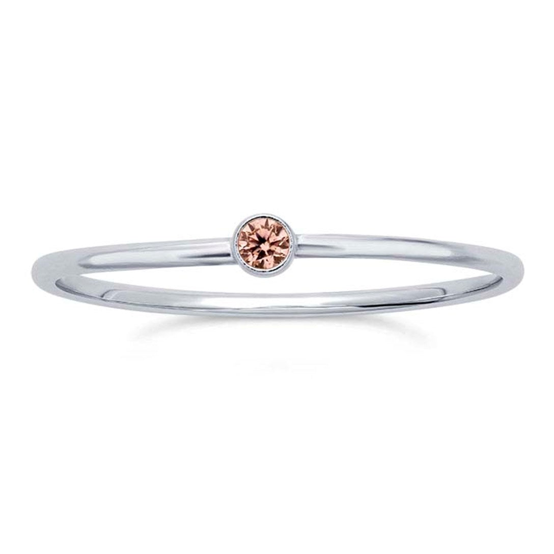 Sterling Silver Stackable Ring with Pink CZ