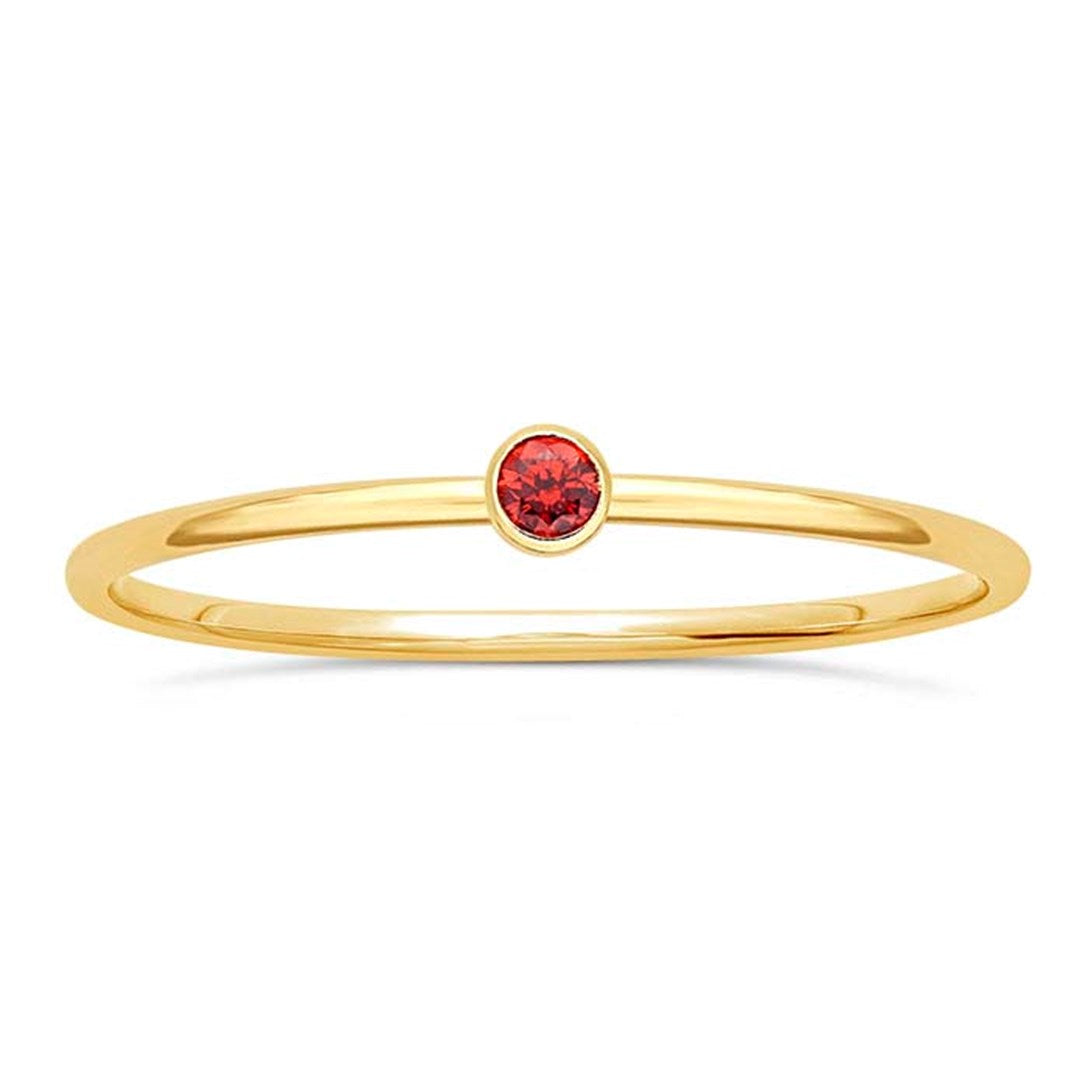 Gold Filled Stackable Ring with Light Red CZ