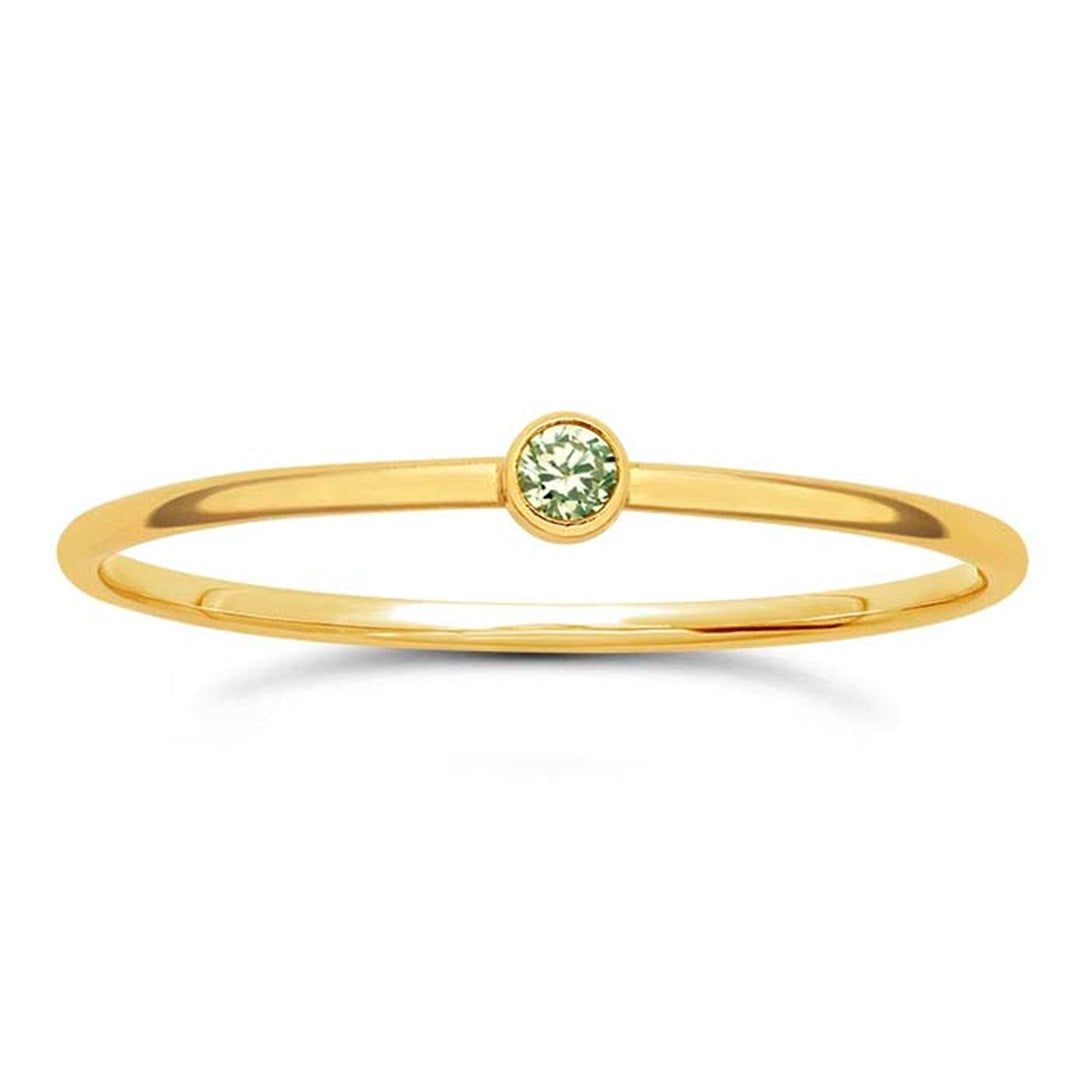 Gold Filled Stackable Ring with Lime Green CZ