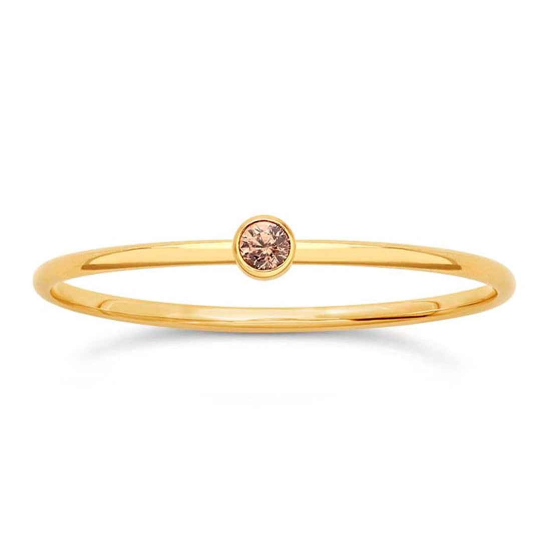 Gold Filled Stackable Ring with Champagne CZ