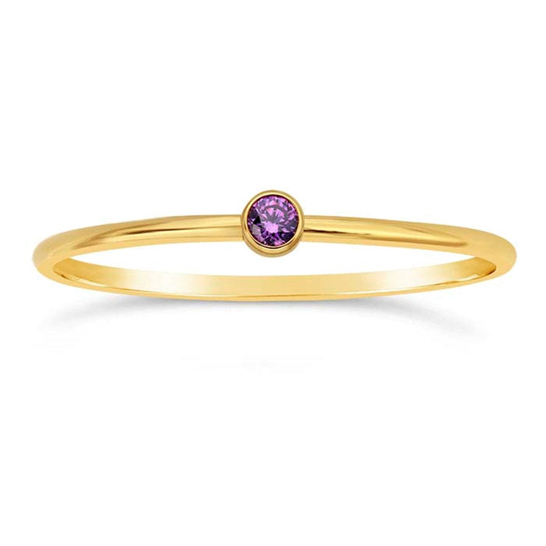 Gold Filled Stackable Ring with Purple CZ