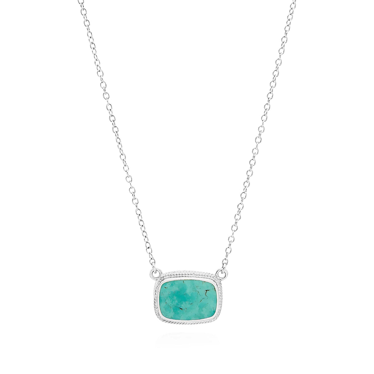 Anna Beck Medium Turquoise Cushion Necklace - Silver