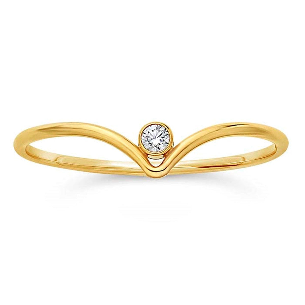 Gold-Filled Stacking "V" Ring with CZ