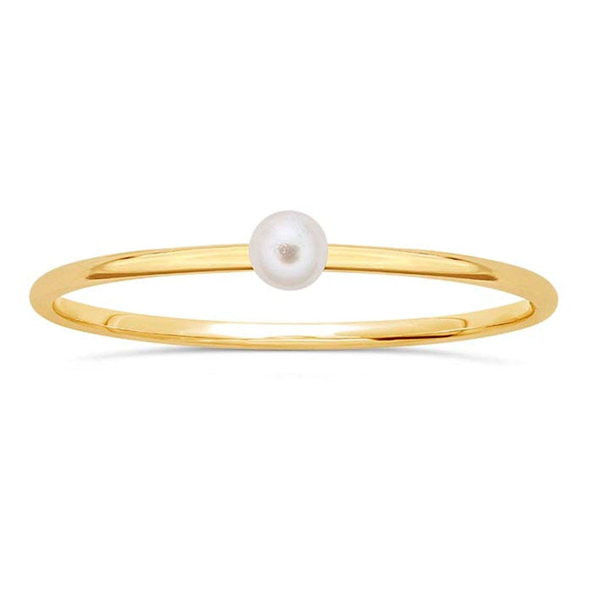 Gold Filled Stackable Ring with White Crystal Pearl