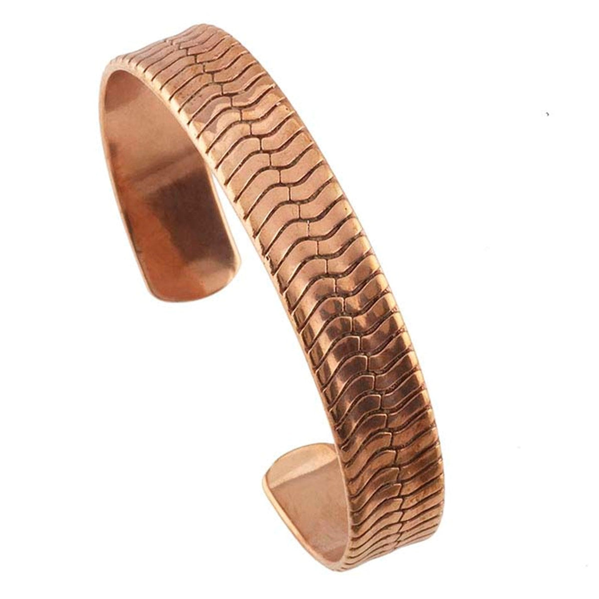 Copper Herringbone-Patterned Cuff Bracelet