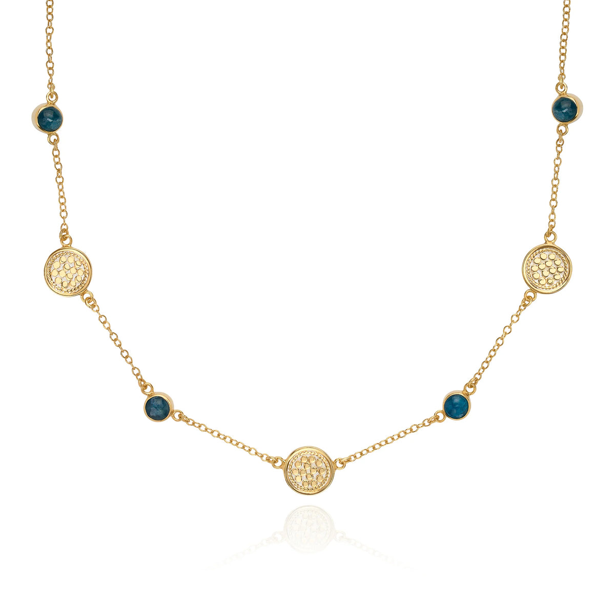 Apatite Station Necklace - Gold - 16-18"