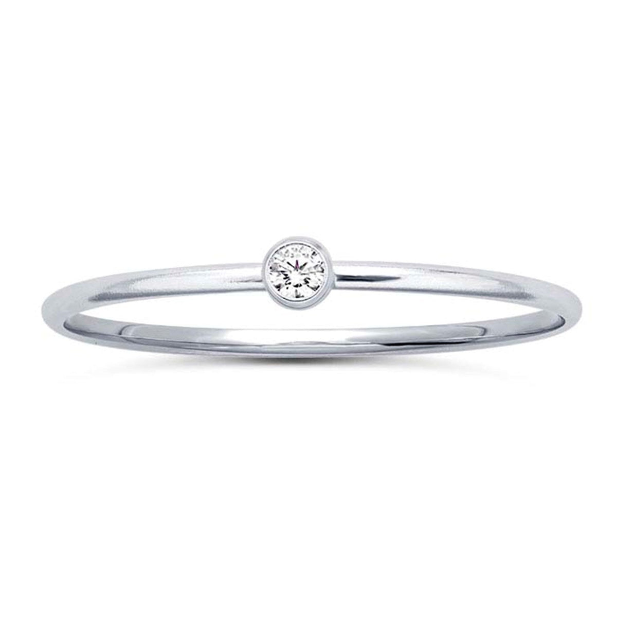 Sterling Silver Stackable Ring with Clear CZ