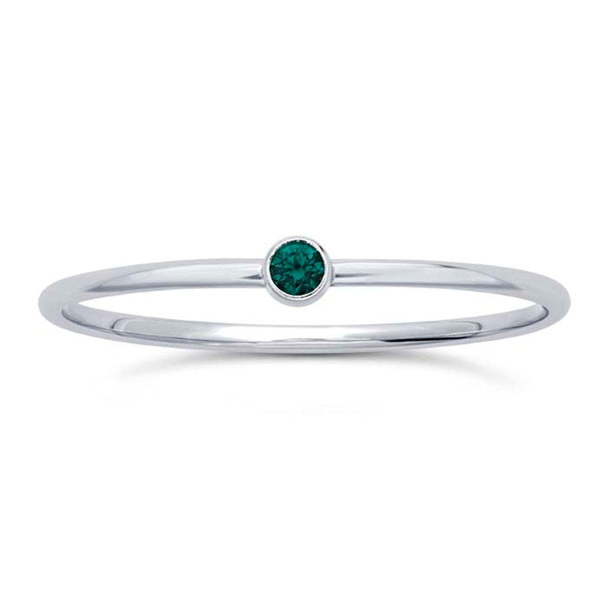 Sterling Silver Stackable Ring with Green CZ