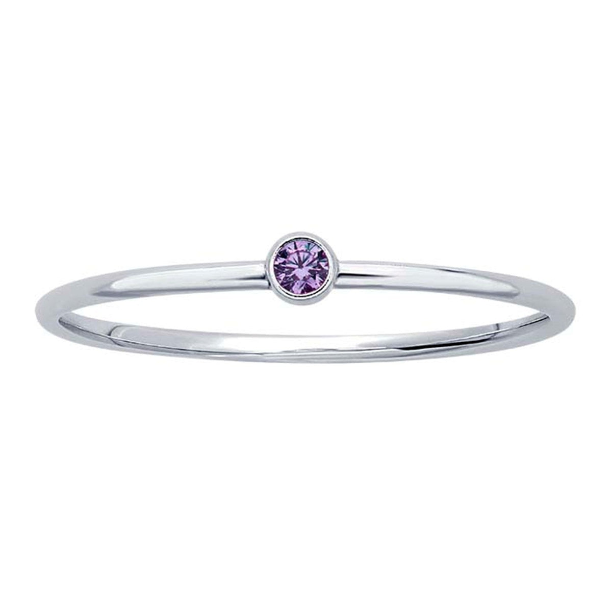 Sterling Silver Stackable Ring with Light Purple CZ