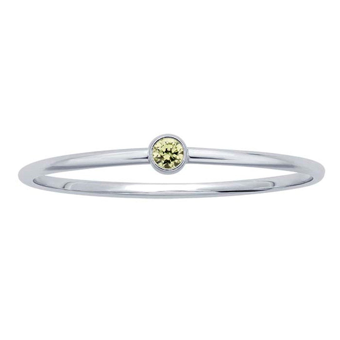 Sterling Silver Stackable Ring with Lime Green CZ