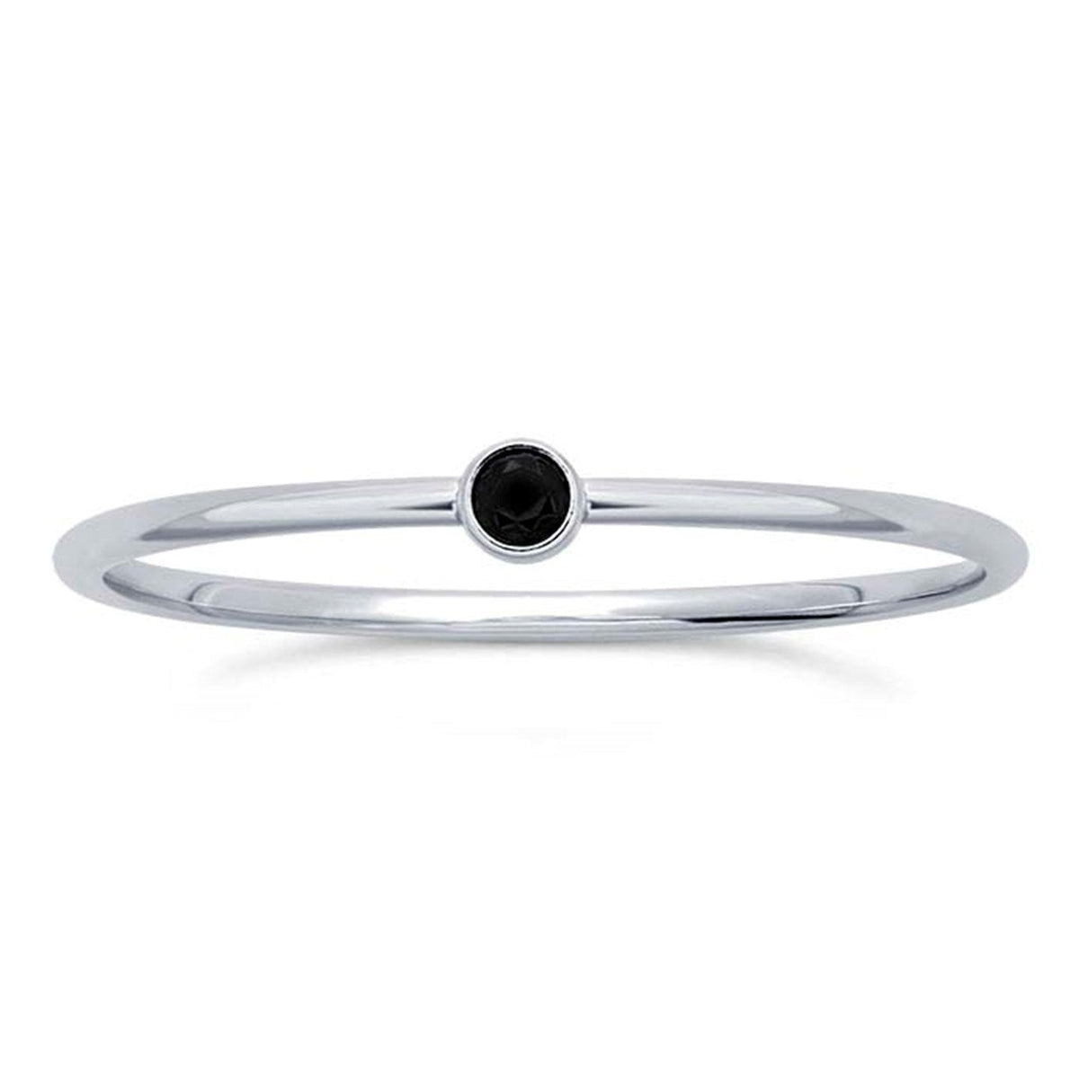 Sterling Silver Stackable Ring with Black CZ