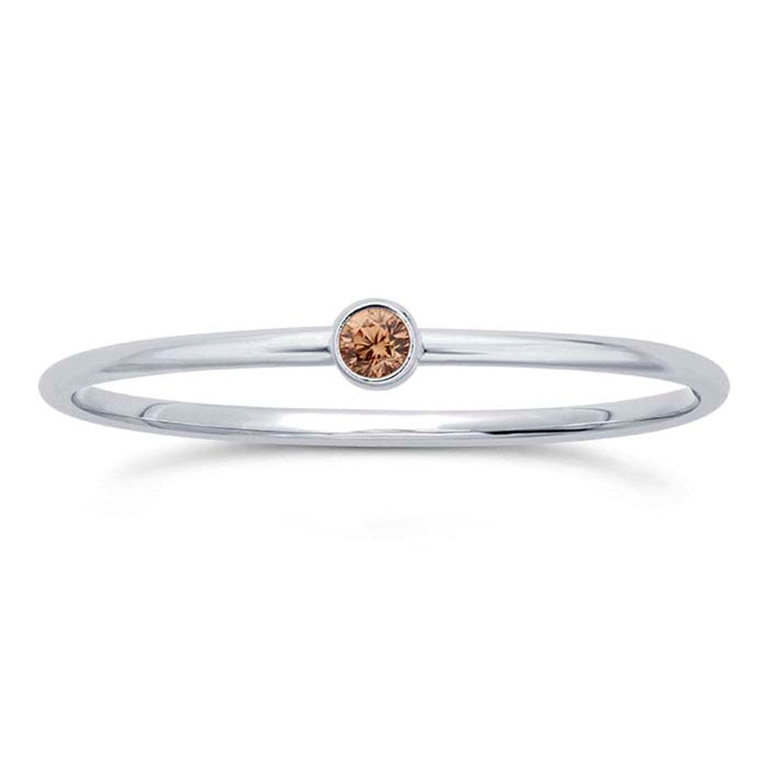 Sterling Silver Stackable Ring with Champagne CZ