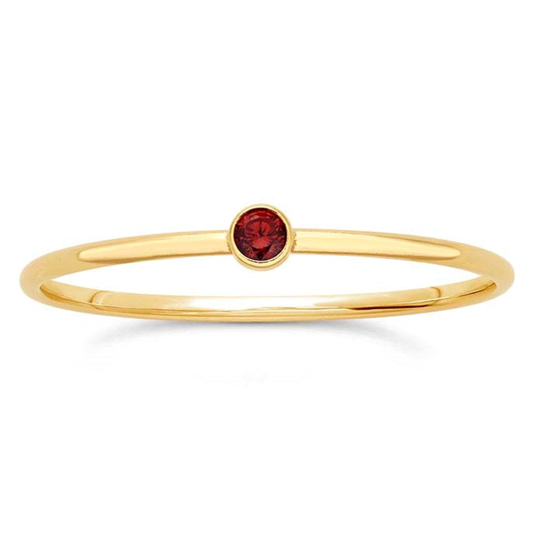 Gold Filled Stackable Ring with Dark Red CZ