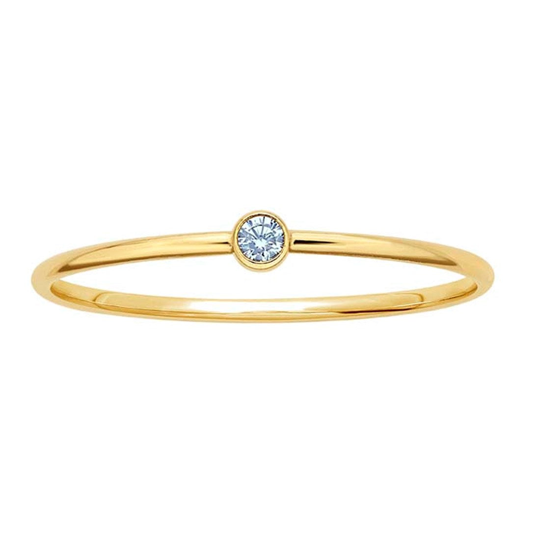 Gold Filled Stackable Ring with Light Blue CZ
