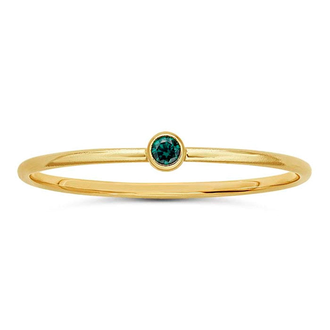 Gold Filled Stackable Ring with Green CZ