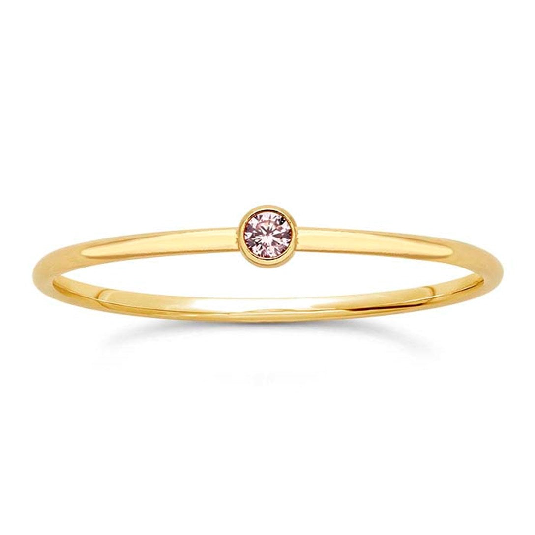 Gold Filled Stackable Ring with Pink CZ