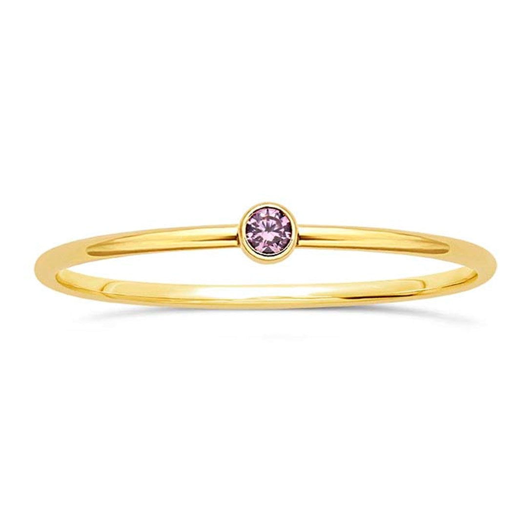 Gold Filled Stackable Ring with Light Purple CZ
