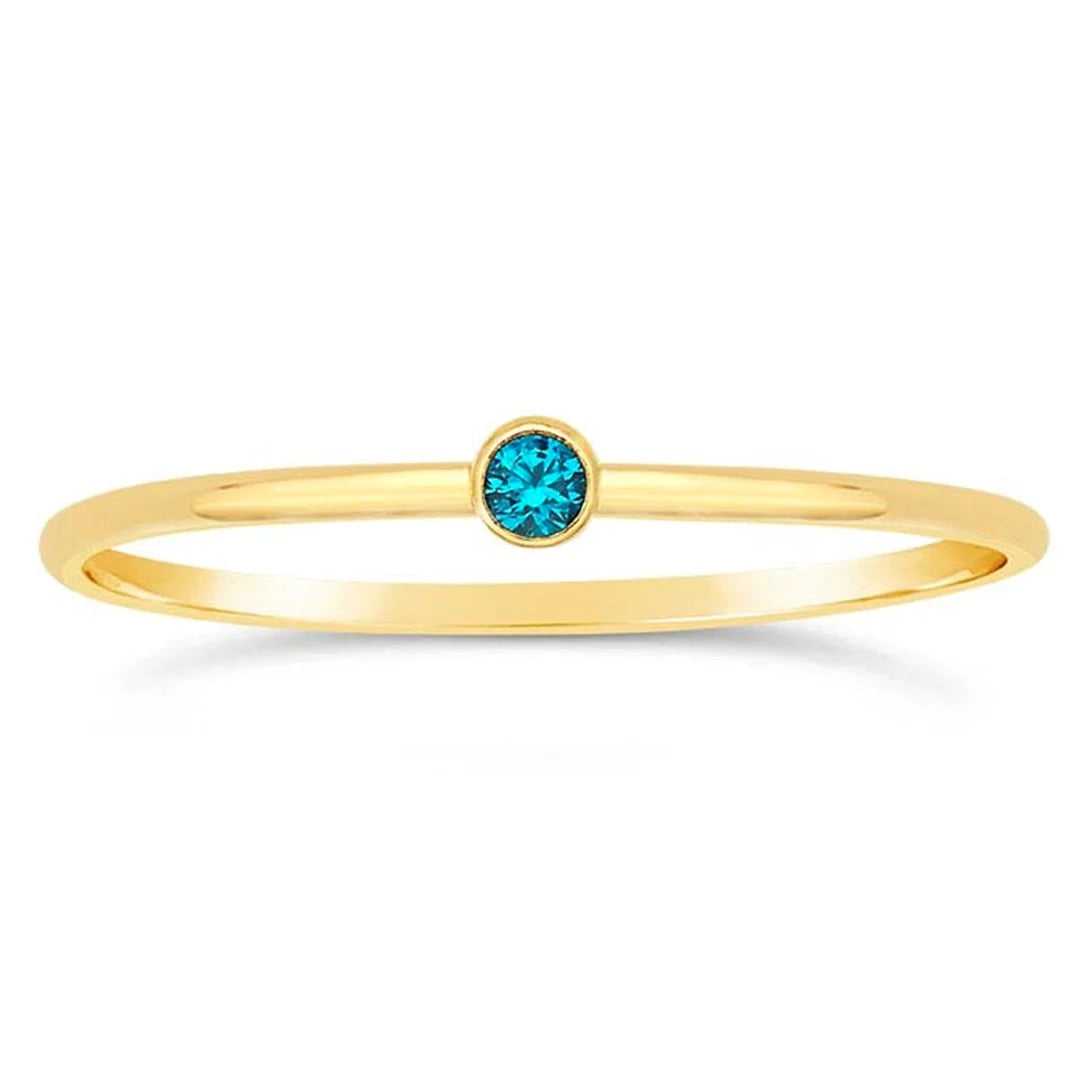 Gold Filled Stackable Ring with Aqua Blue CZ