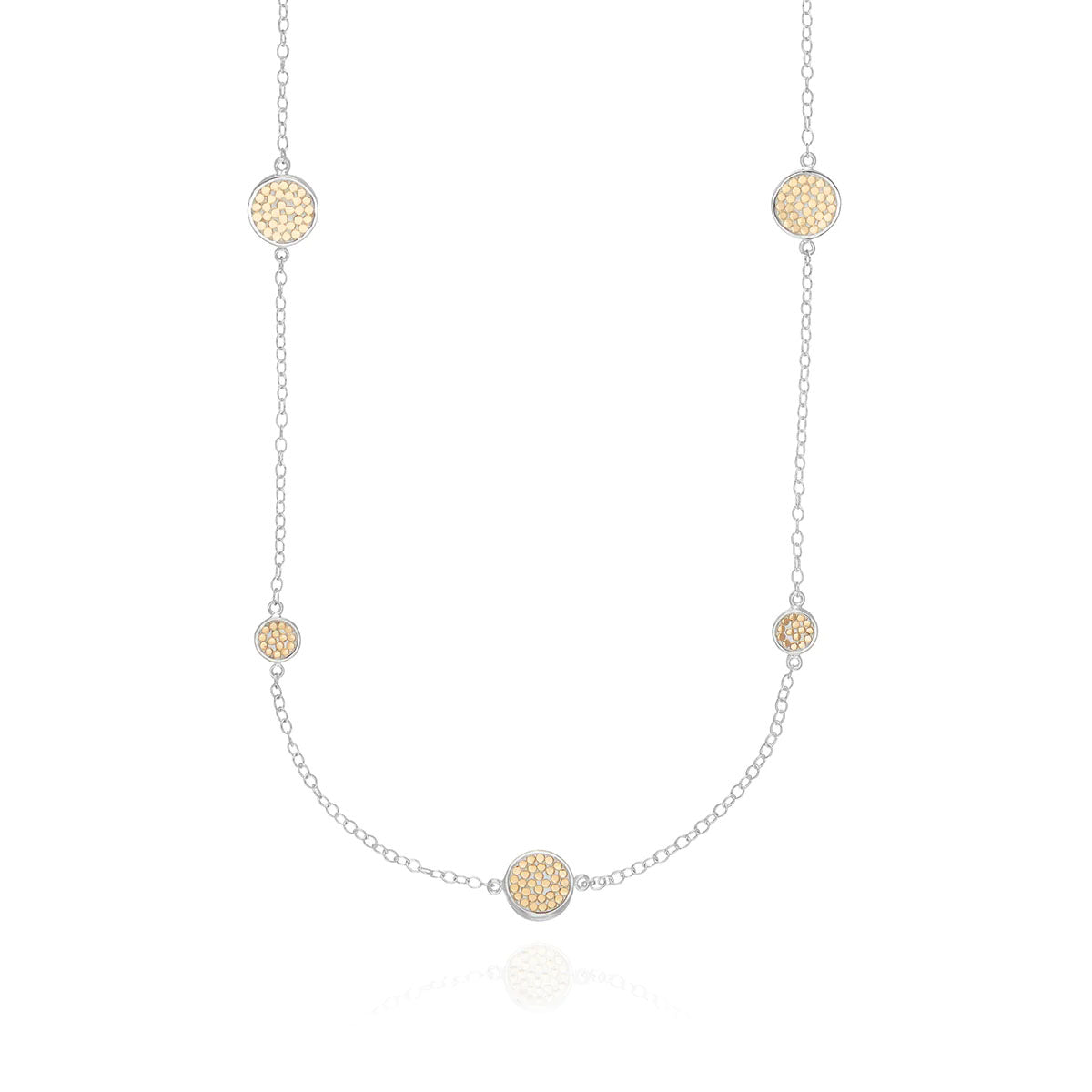 Anna Beck Classic Long Multi-Disc Station Necklace - Gold & Silver 