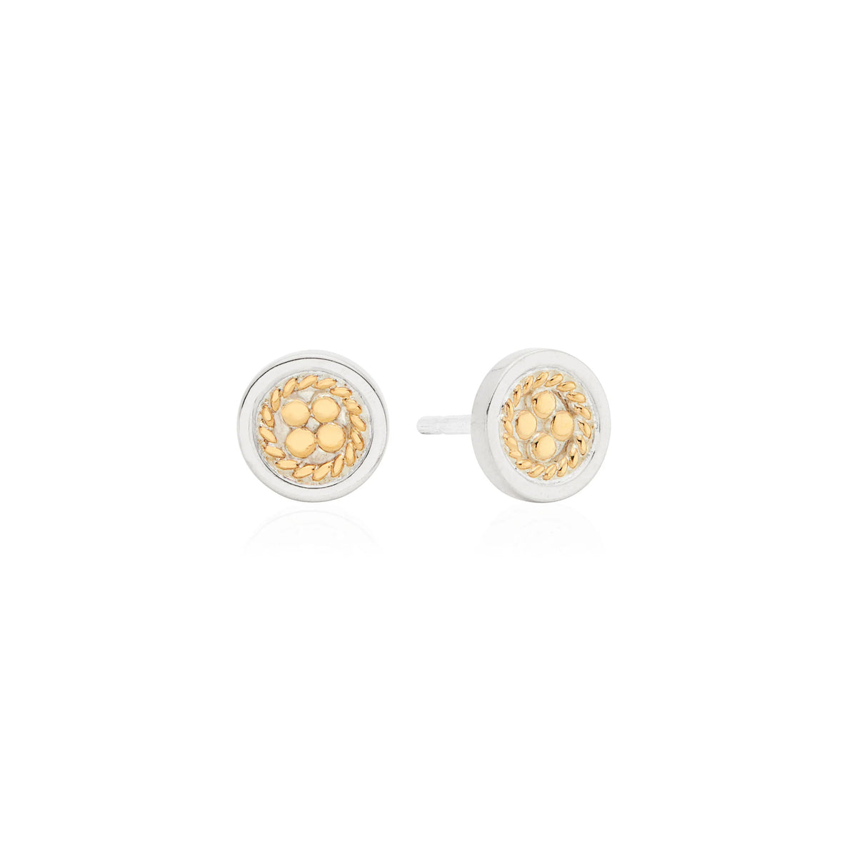 Anna Beck Classic Smooth Border Mini Stud Earrings - Gold & Silver 