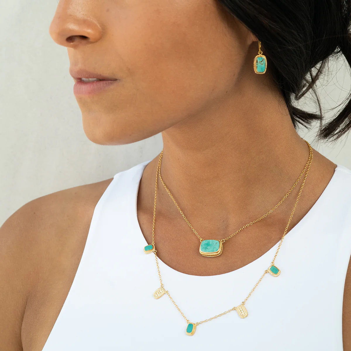 Turquoise Cushion Drop Earrings