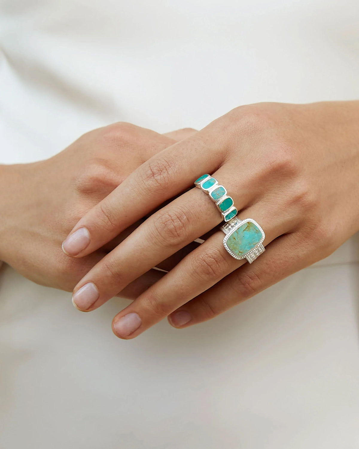 Turquoise Multi-Cushion Ring - Silver