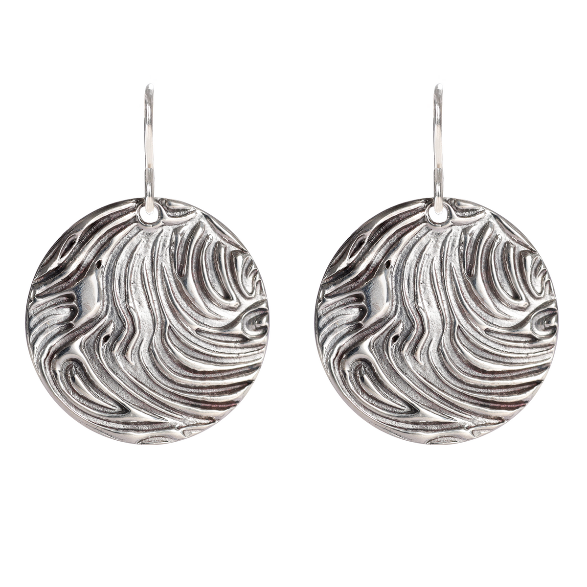 Wind Textured Large Sterling Silver Earrings on Short Ear Wires