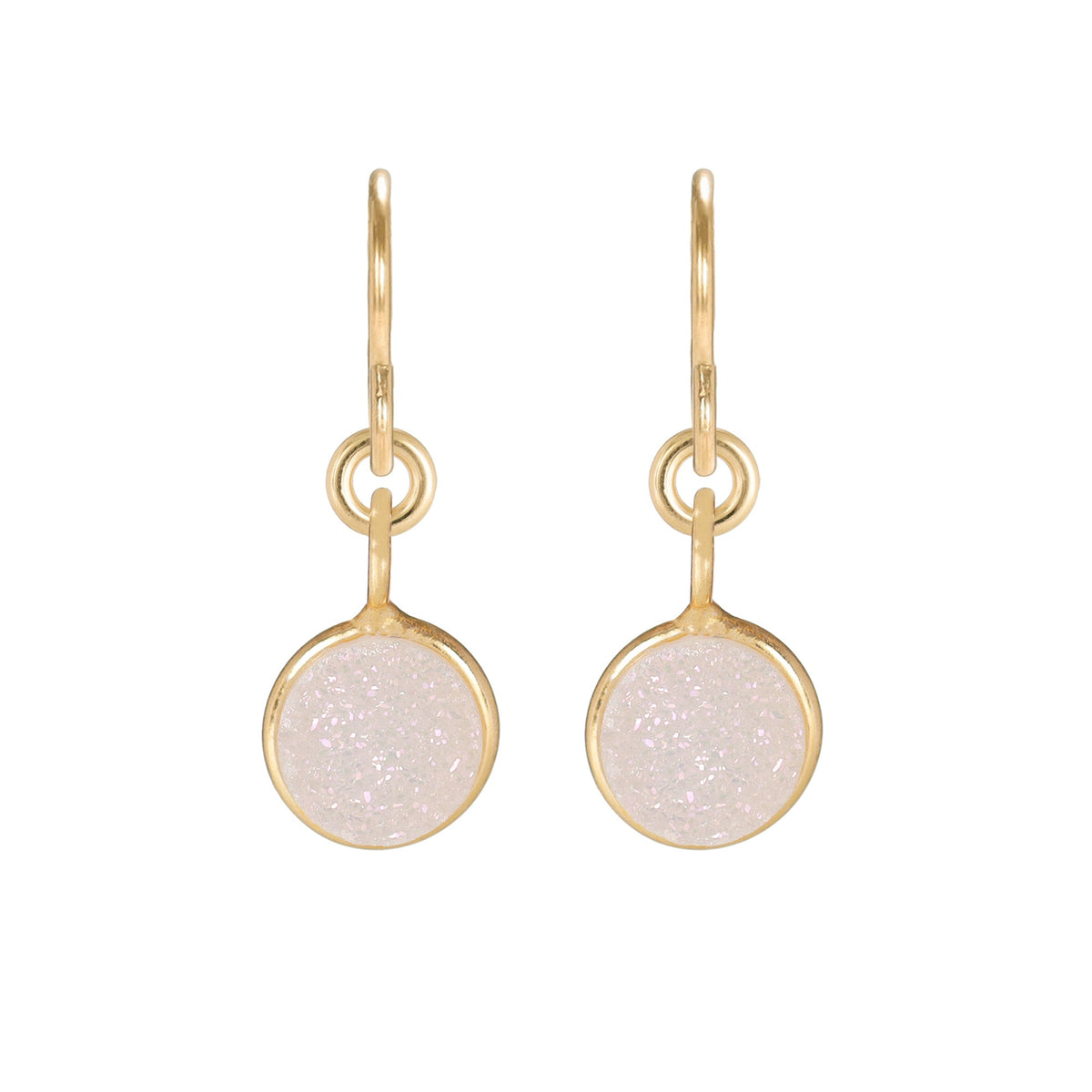 Caravana Jewelry 8mm Druzy Earrings on Short Gold Filled Ear Hooks