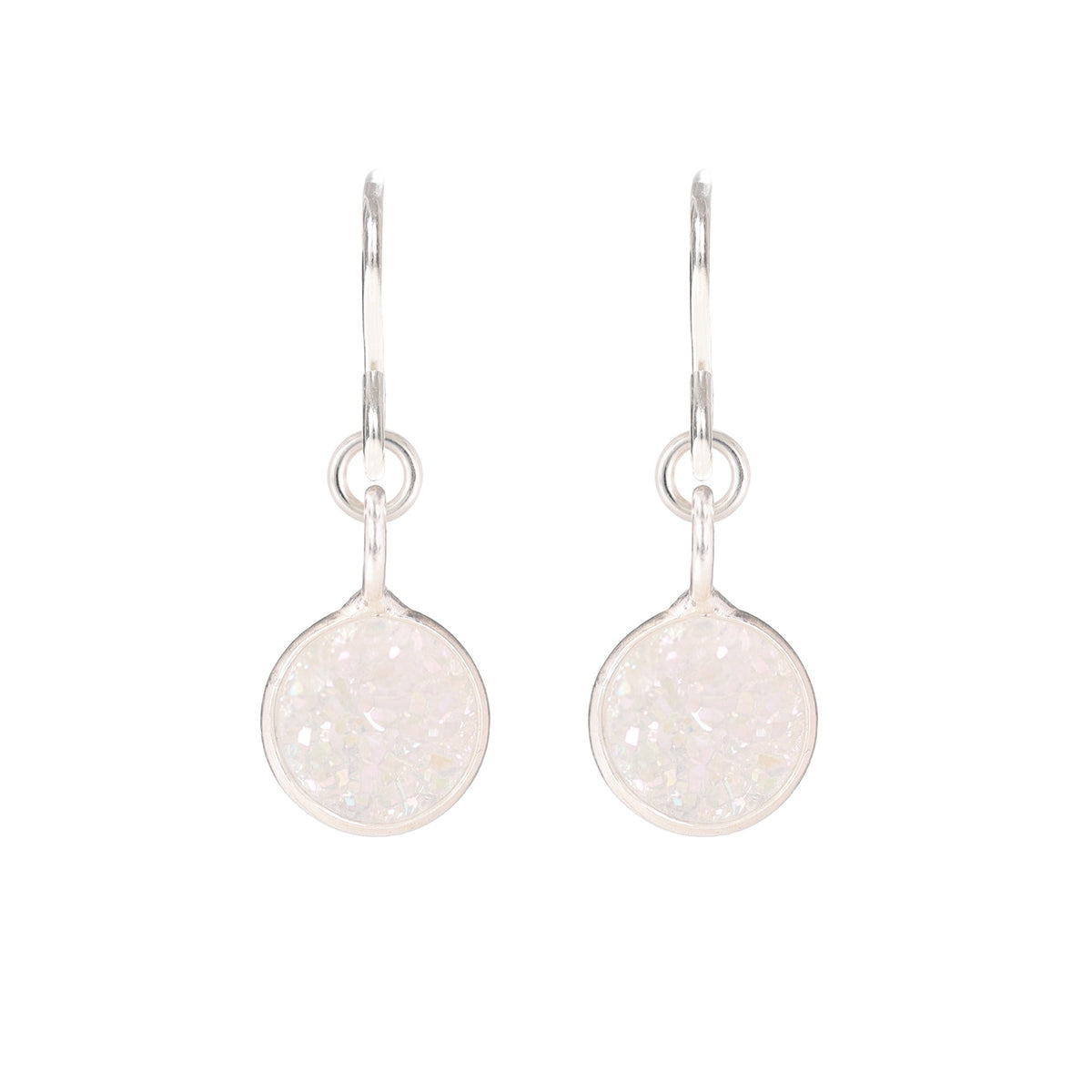 Caravana Jewelry 8mm Druzy Earrings on Short Sterling Silver Ear Hooks.