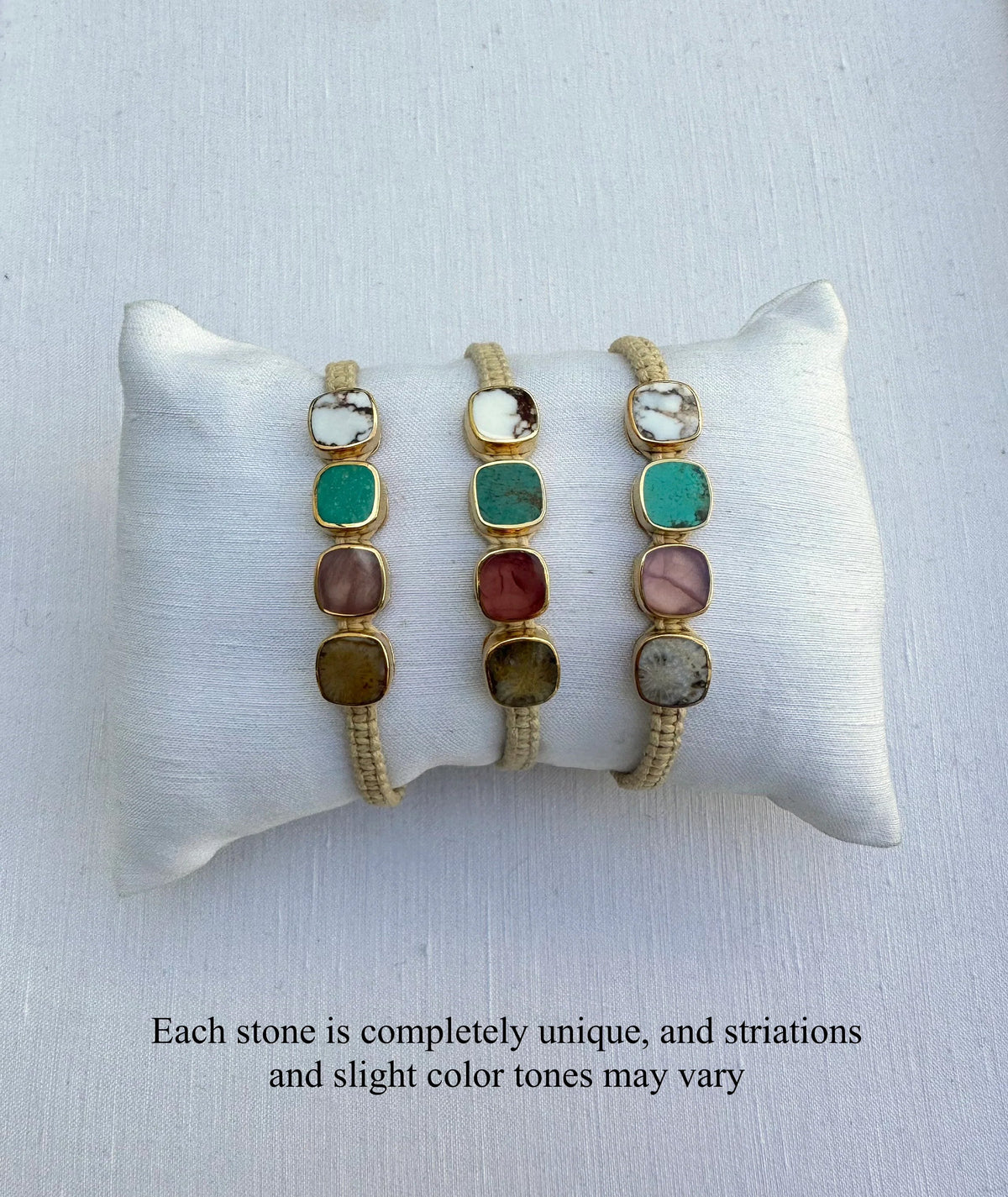 Multi-Stone Cushion Woven Bracelet