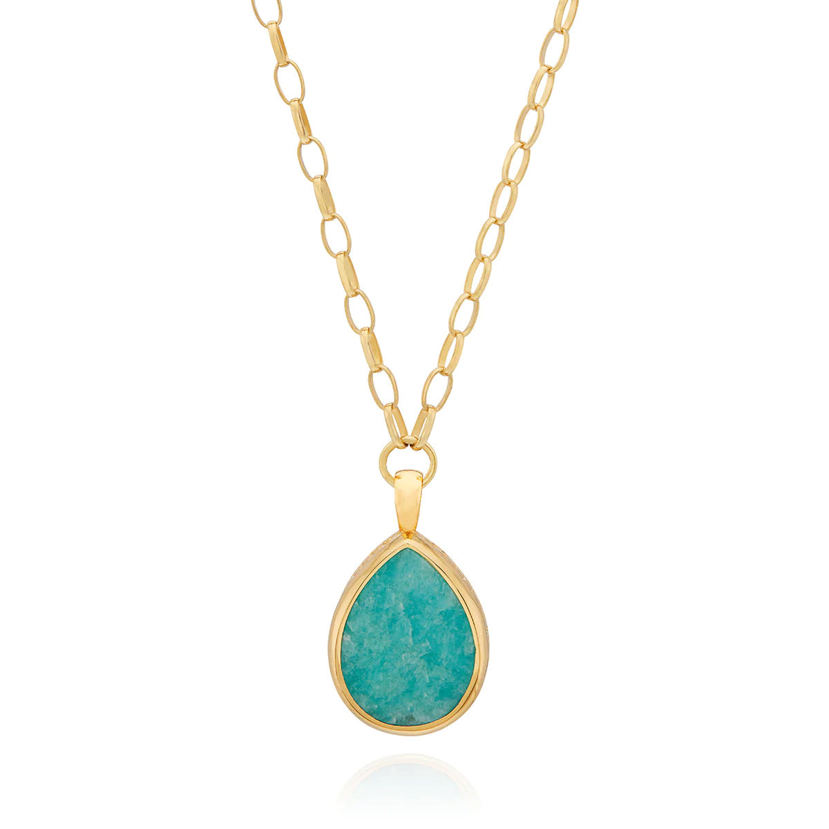 Anna Beck Large Amazonite Drop Pendant Necklace - Gold