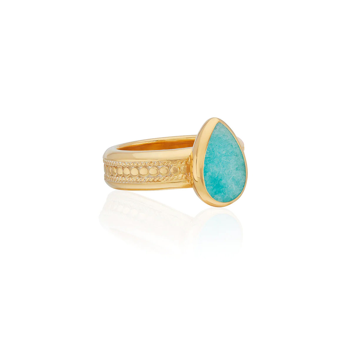 Amazonite Drop Cocktail Ring - Gold