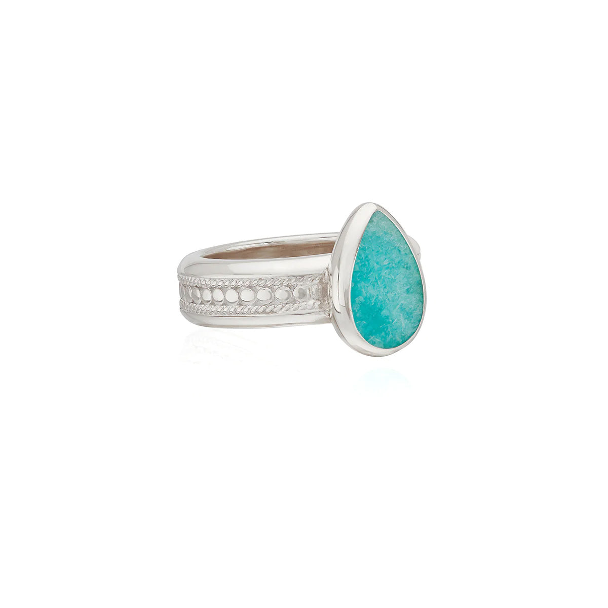 Amazonite Drop Cocktail Ring - Silver