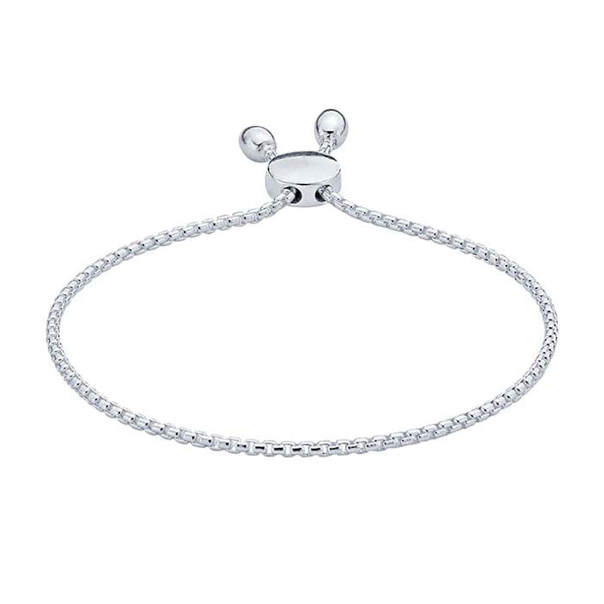 1.8mm Sterling Silver Box Chain Bracelet, Adjustable
