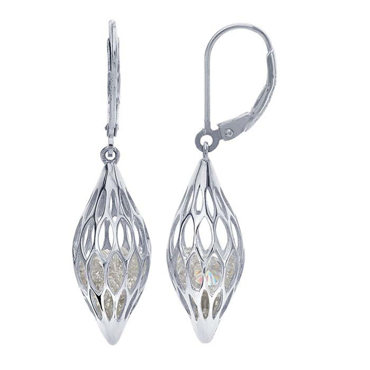 Sterling Silver CZ Cage Earrings