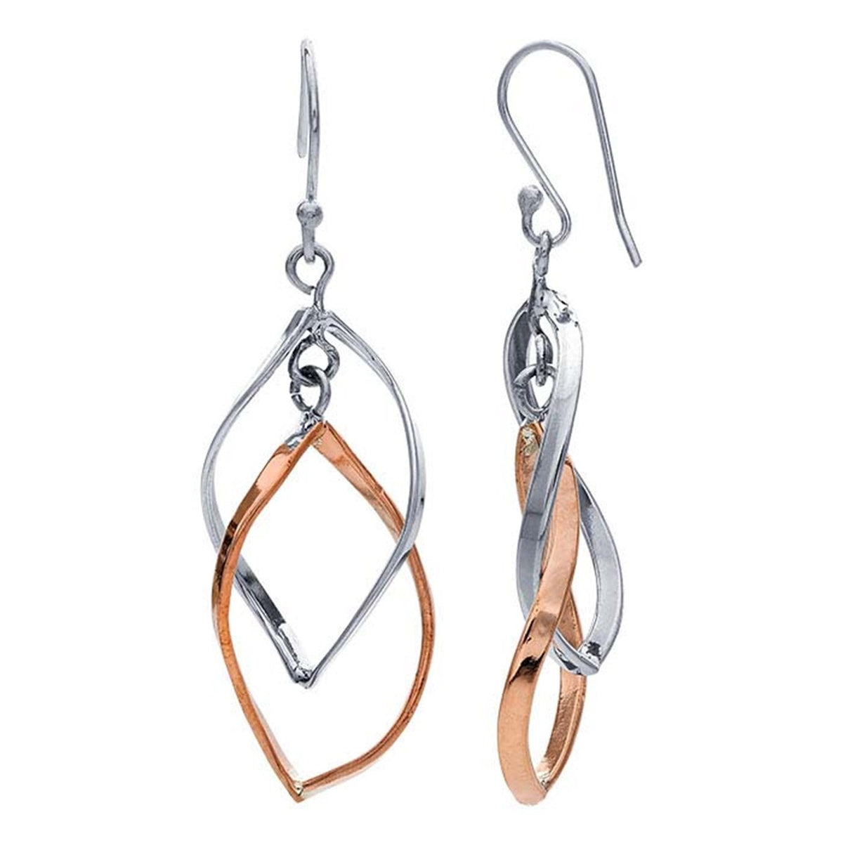 Sterling Silver and Copper Twist Wire Earrings