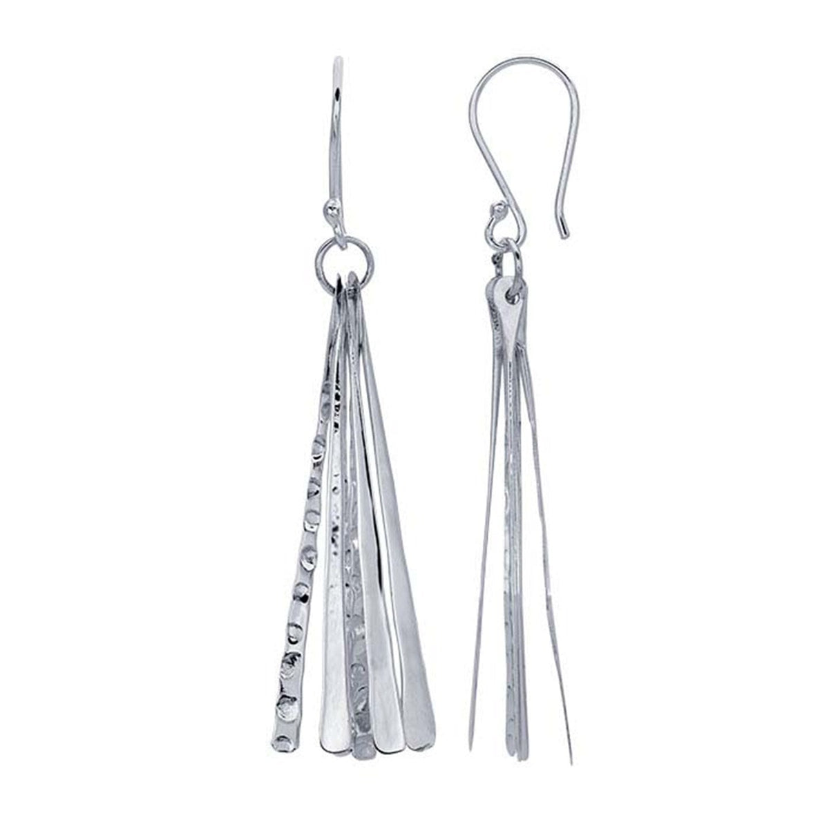 Sterling Silver Hammered and Smooth Drop Earrings