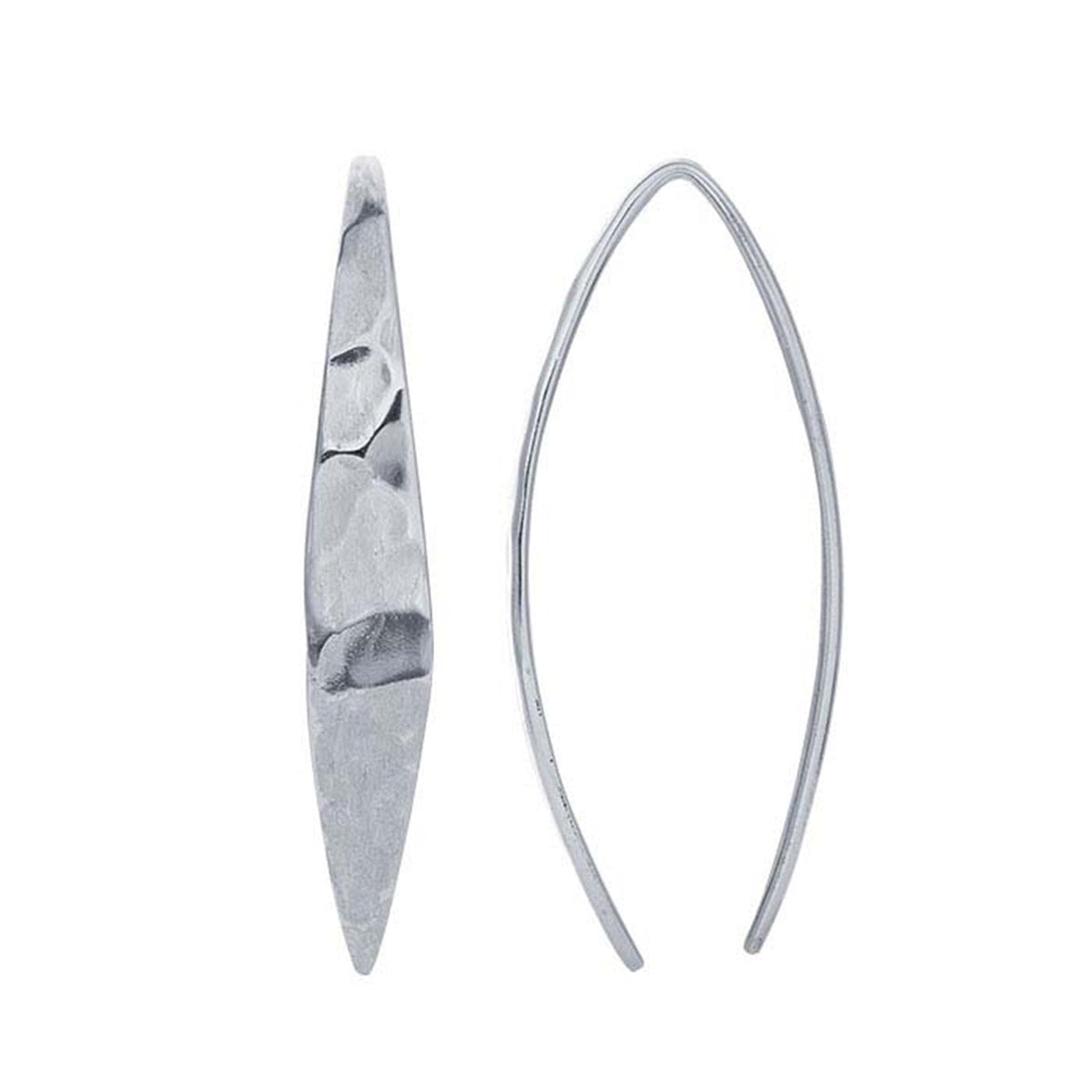 Sterling Silver Hammered Marquise Ear Wire