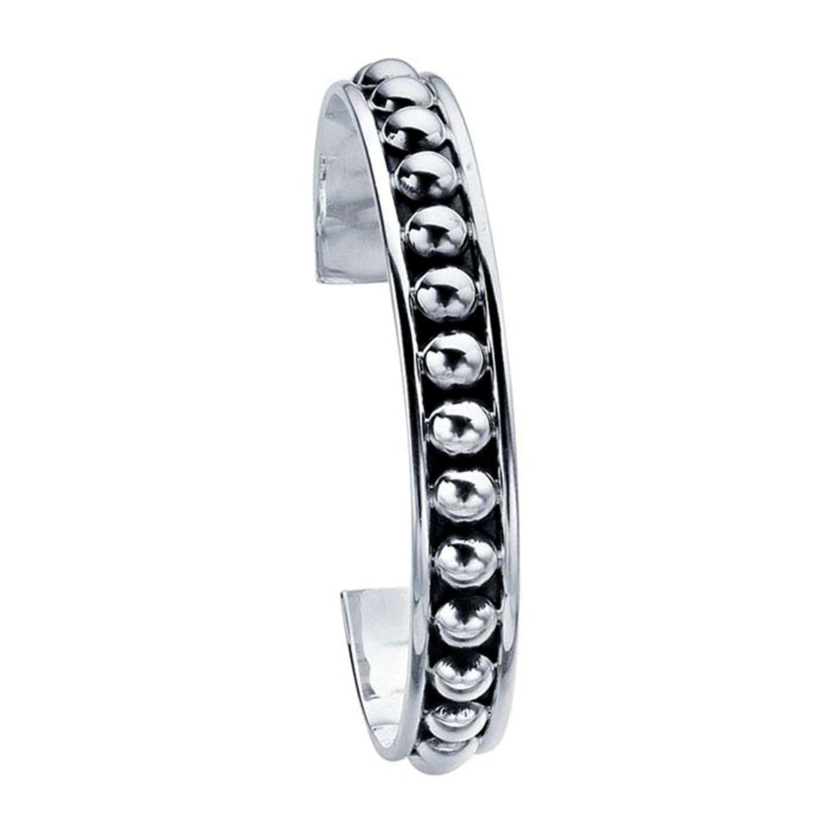 Sterling Silver Large Beaded Cuff Bracelet 