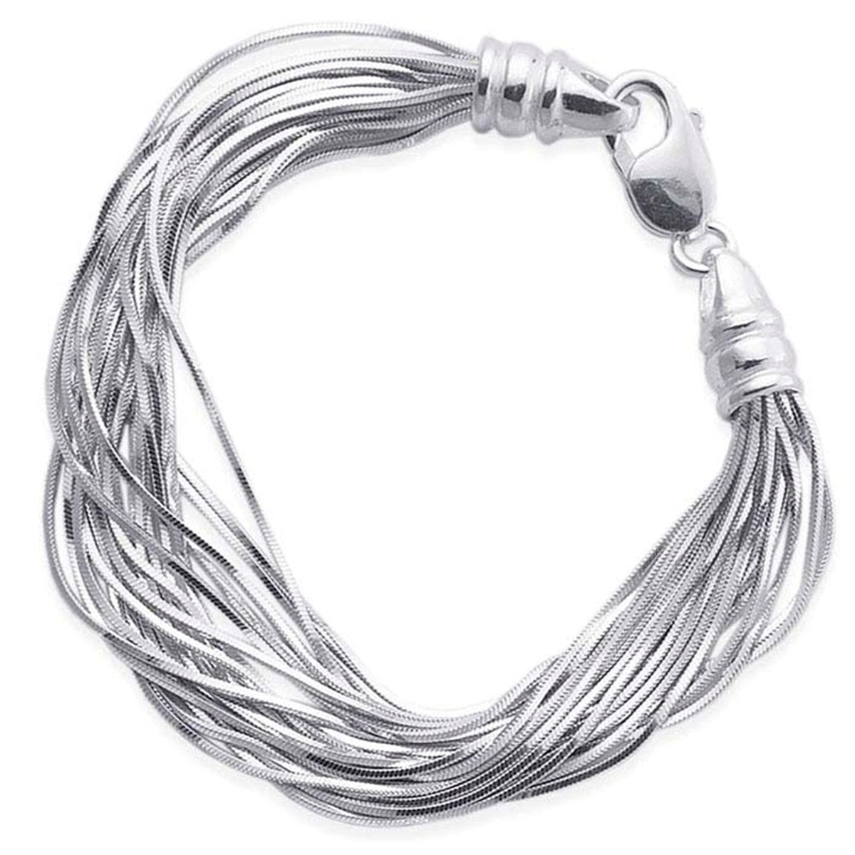 Sterling Silver Multi-Strand Square Snake Chain Bracelet