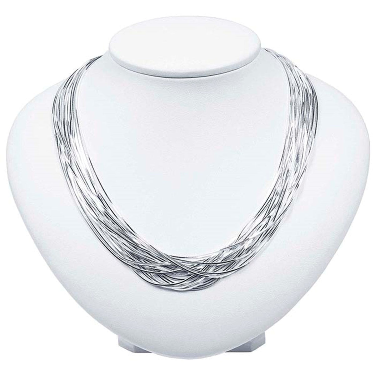 Sterling Silver 20-Strand Liquid Silver Necklace
