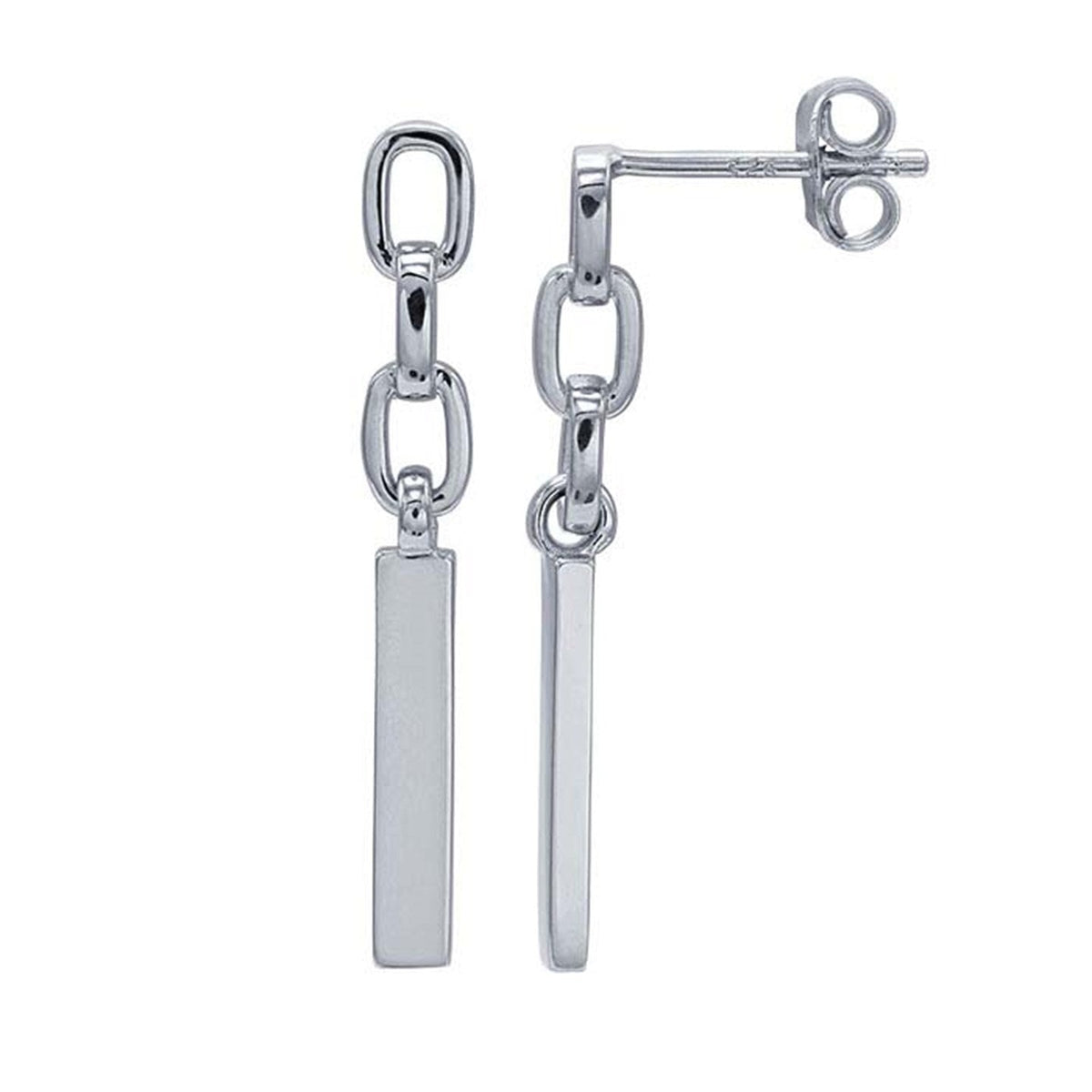 Sterling Silver Oval Link Earrings with Bar