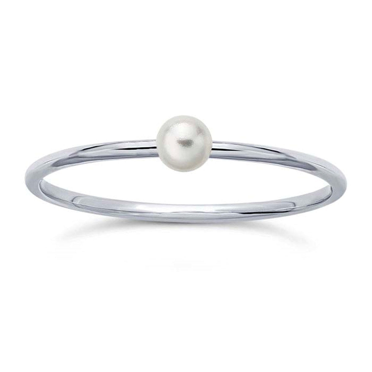 Sterling Silver Stackable Ring with Crystal Pearl