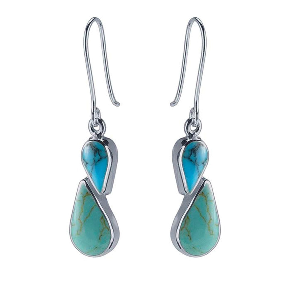 Sterling Silver 2" Turquoise-Set Earrings