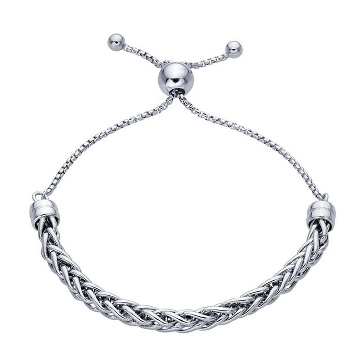 Sterling Silver Wheat Chain Bracelet, Adjustable