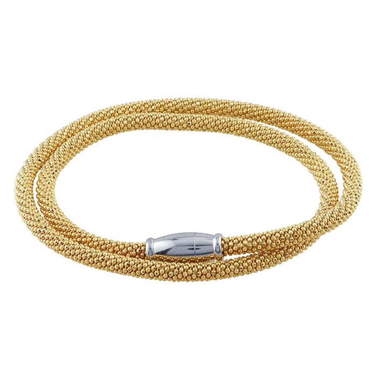 Sterling Silver Yellow Gold-Plated Beaded Double-Wrap Bracelet 